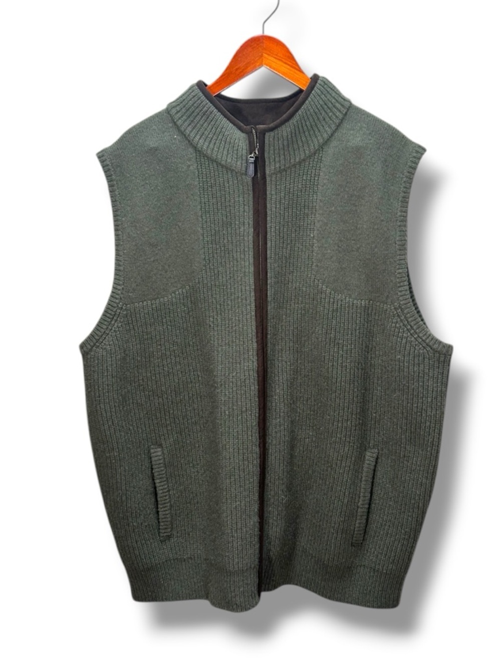 L.L.Bean 100% Merino Wool Green Knit Sweater Vest Size XXL